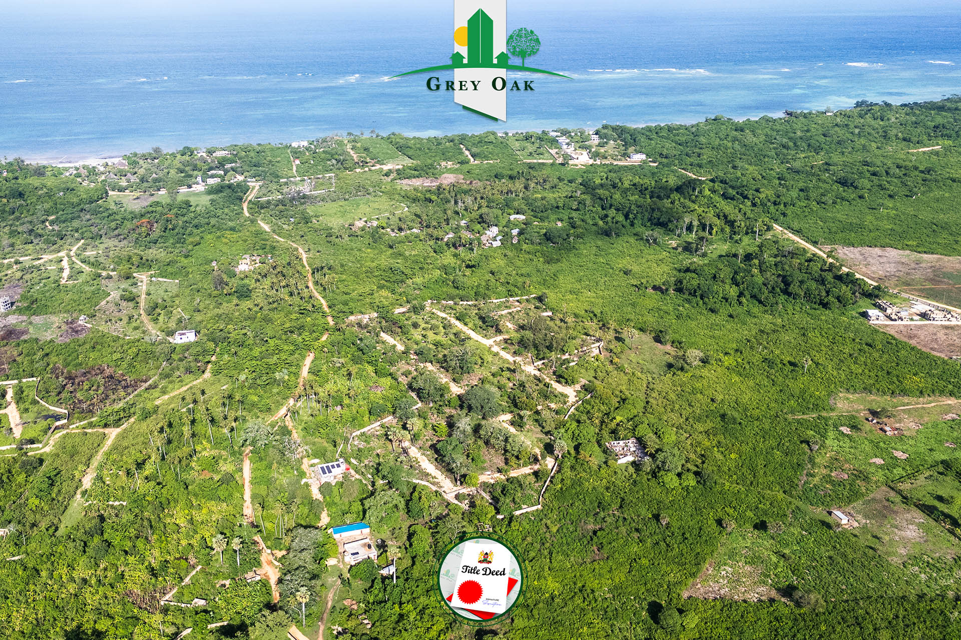 Aerial view of the coastal surroundings shown in Grey Oak’s Bahari Residency gallery